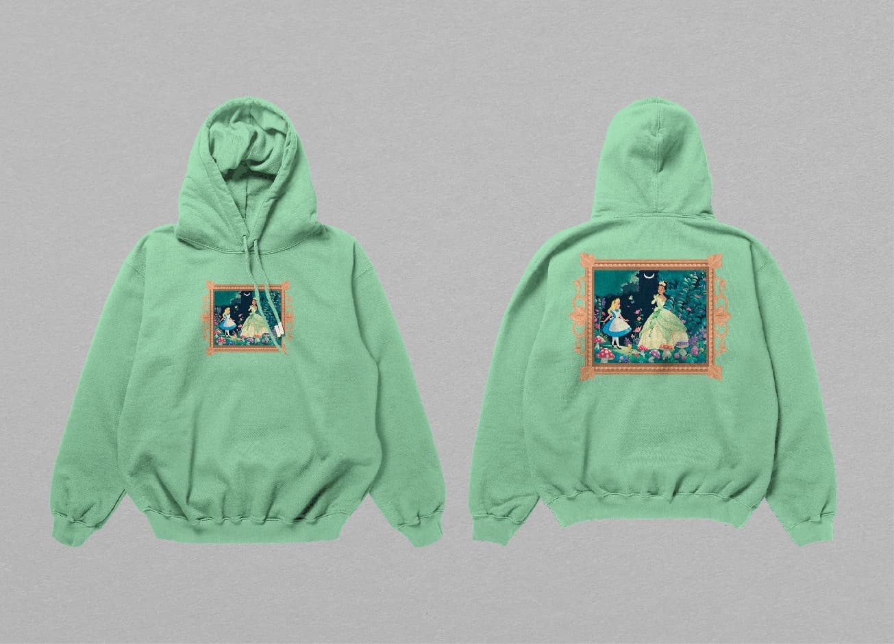 Hoodie mockup with character illustration print